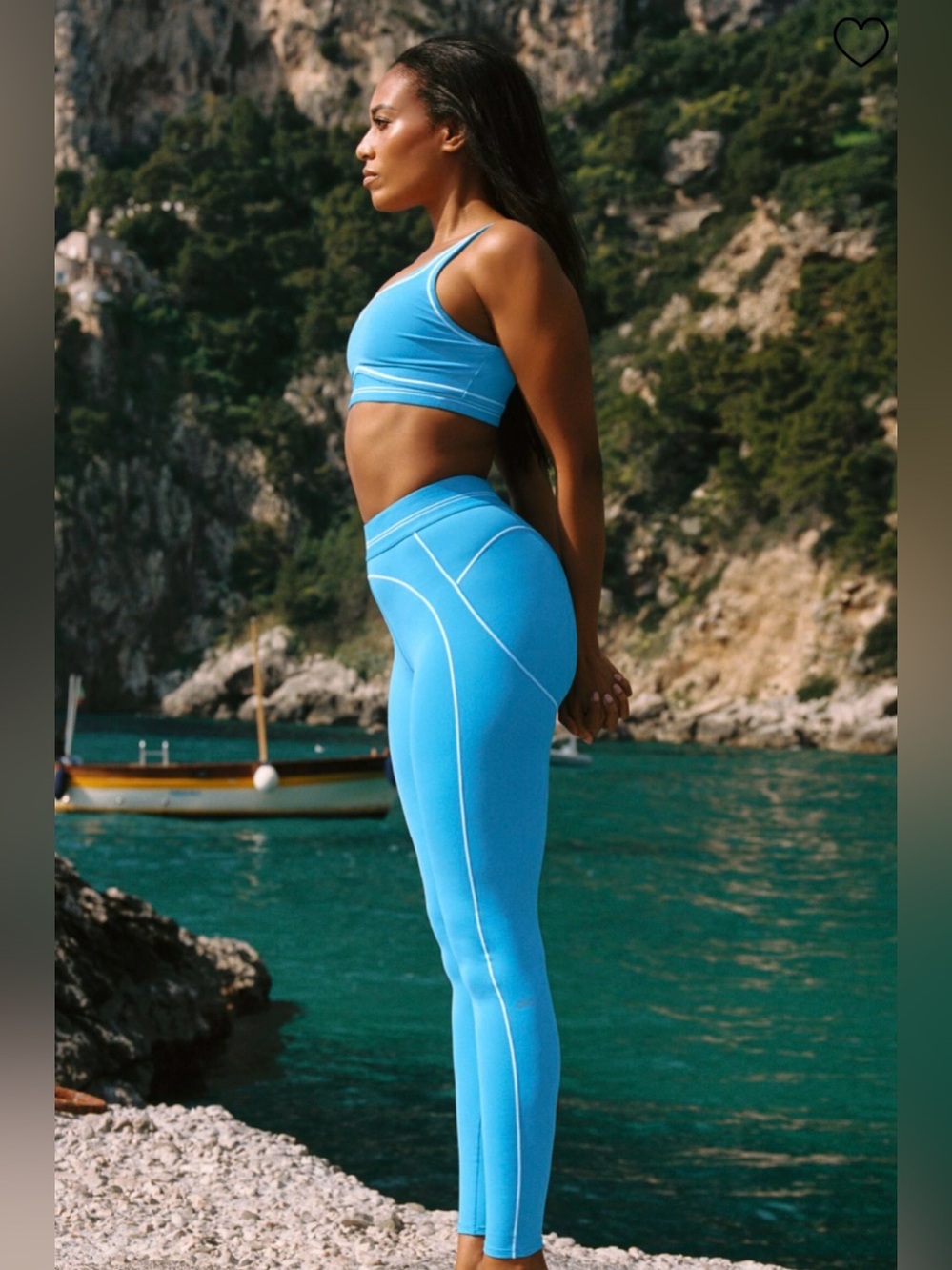 ALO Yoga Airbrush High-Waist Heart Throb Leggings - NWT - Azure Blue/ White